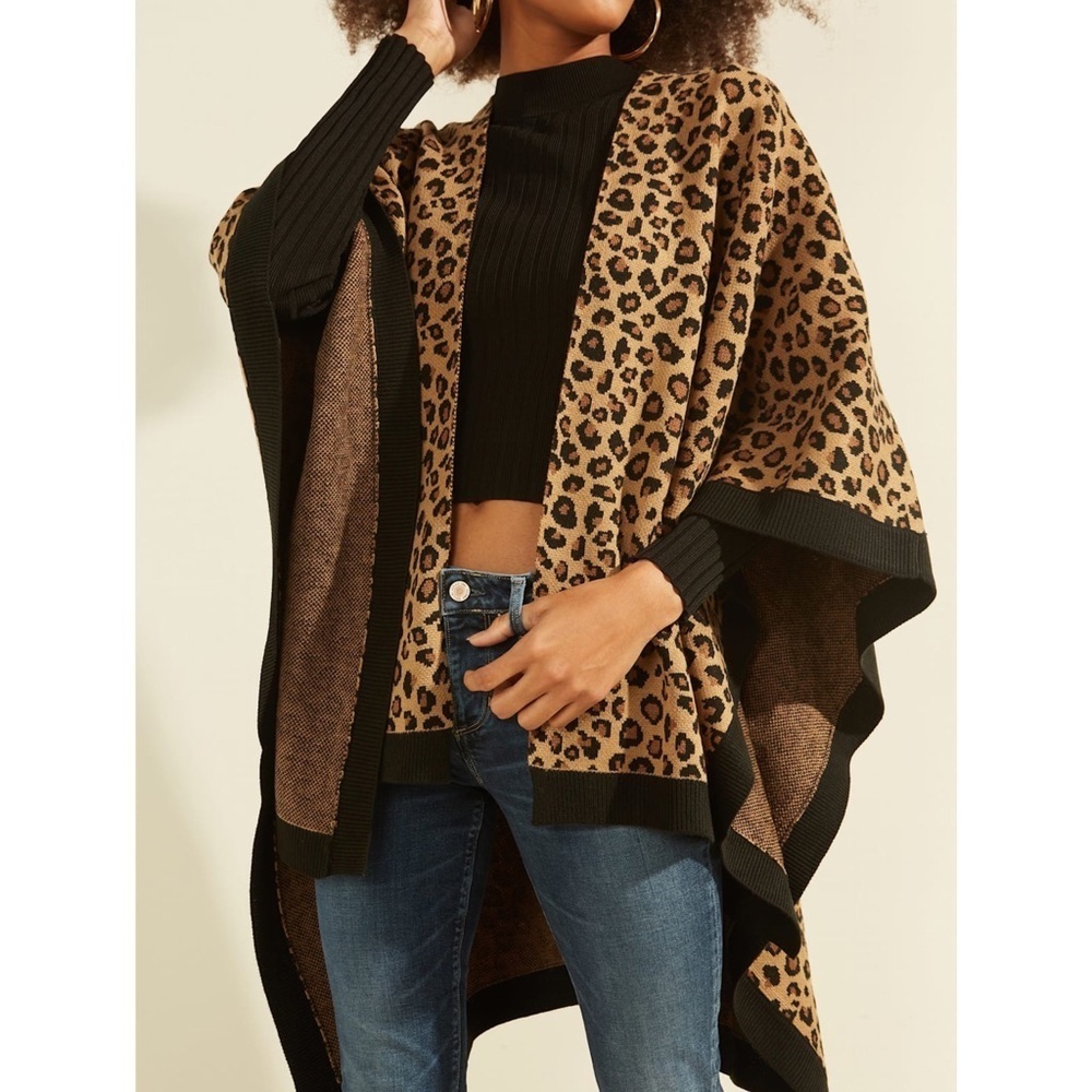 New GUESS LEOPARD RUANA - Picture 6 of 7